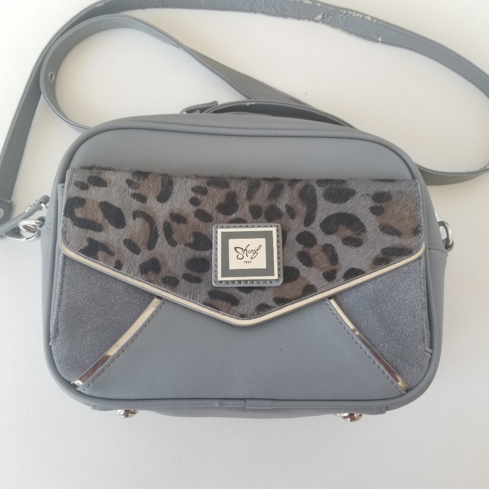 Sharif 1827 gray leather crossbody purse